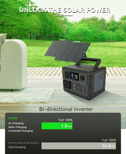 Outpost Solar Power Kit – CP600 600W Power Station + 200W Solar Panel